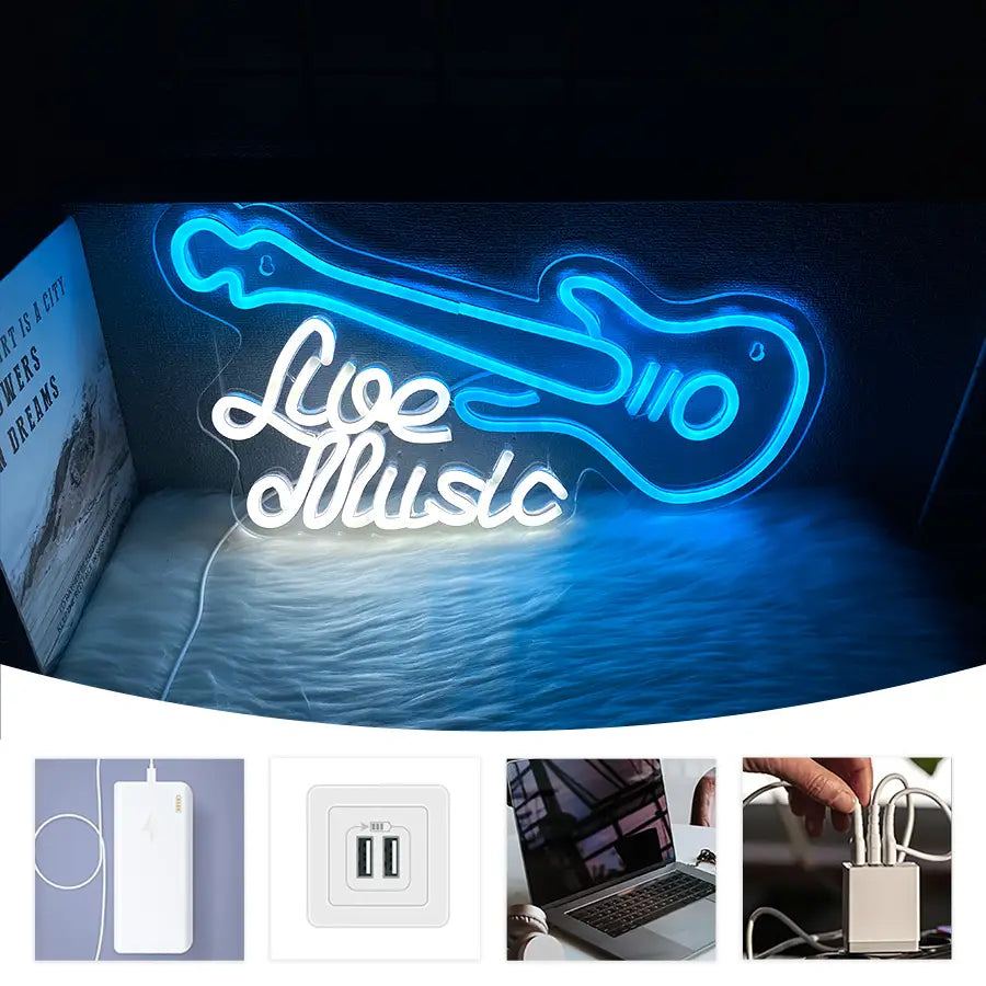 Music Led Neon Sign Musical Instrument Icon 3D Carving Used For Decor Of Rooms Recording Studios Clubs And Music Studios.