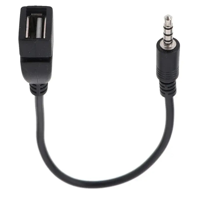 3.5mm black car Aux audio cable to USB audio cable car electronics for Play Music car audio cable USB headphone converter