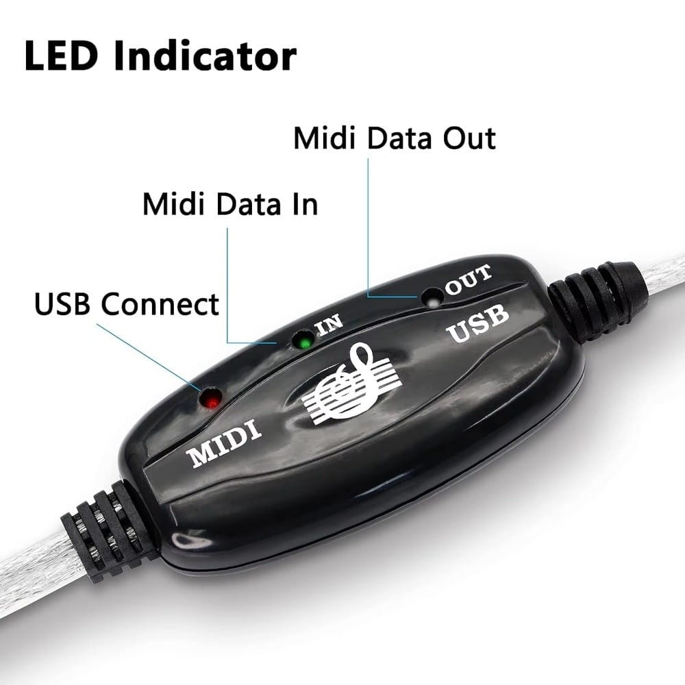 5 Pin MIDI to USB Converter Portable Keyboard to PC Converter MIDI Interface Cable IN-OUT Instrument Supplies MIDI Adapter Cable