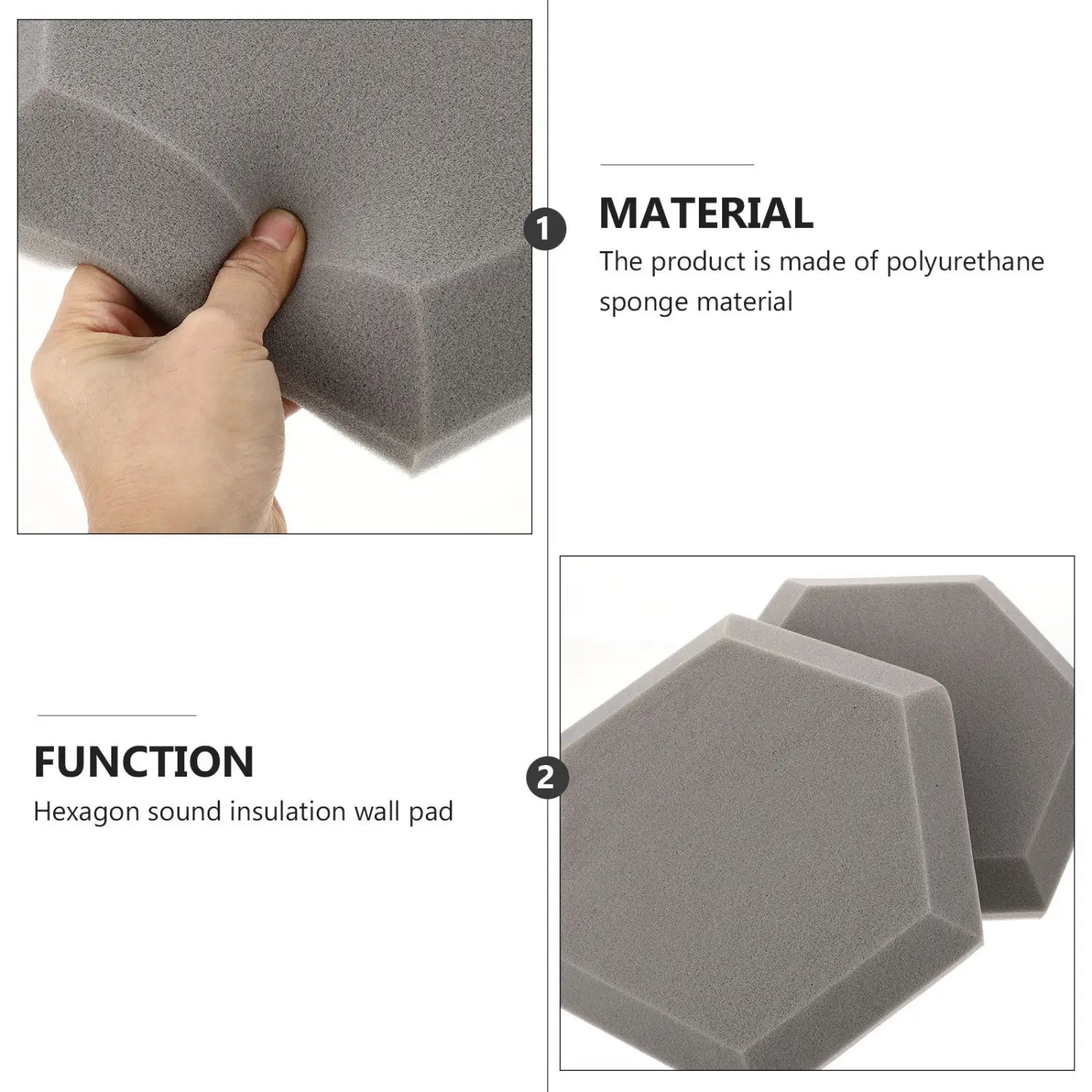2Pcs Hexagon Sound Absorbing Wall Panels Professional Acoustic Foam for Home Studio Recording Room Noise Reduction Soundproofing