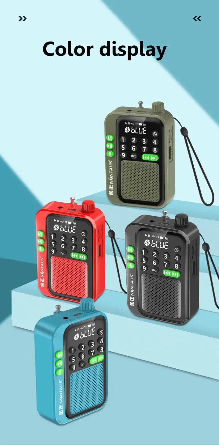 Mini Portable FM Radio Best Reception Radios 5W Wireless Bluetooth Speaker TF Card U Disk Music MP3 Player Support HD Rcording