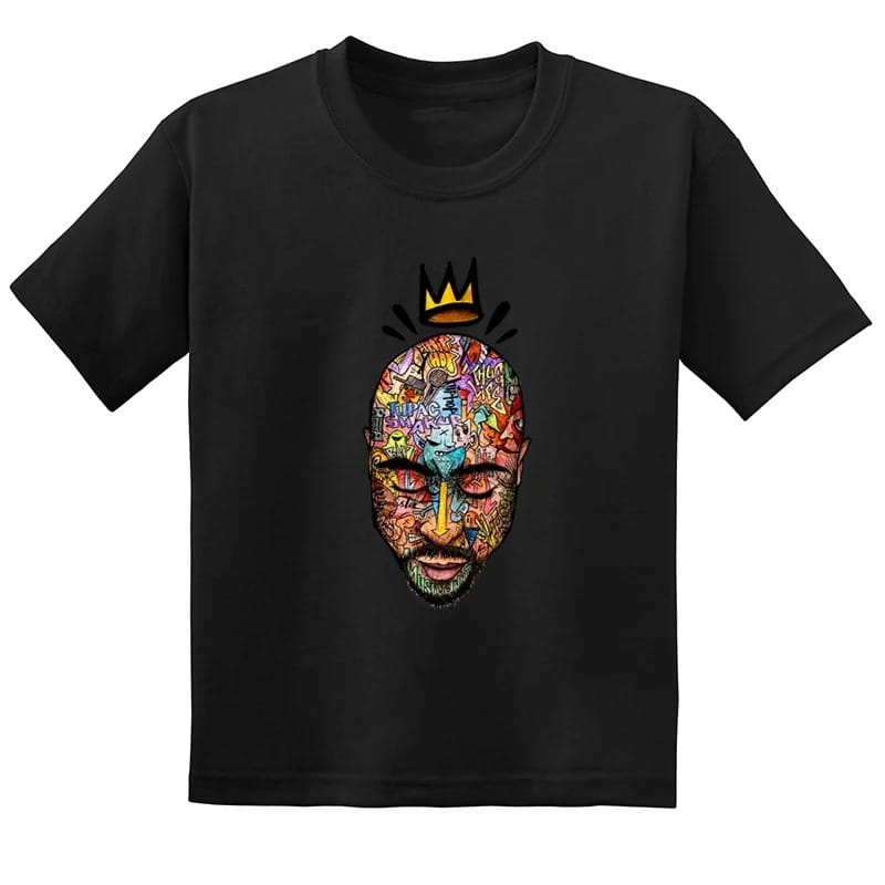 Hip Hop Festival Rapper 2pac Kids Mens Fashion Children T Shirt Tupac Thug Life Clothes Girls Boys Women Summer Black T-Shirt