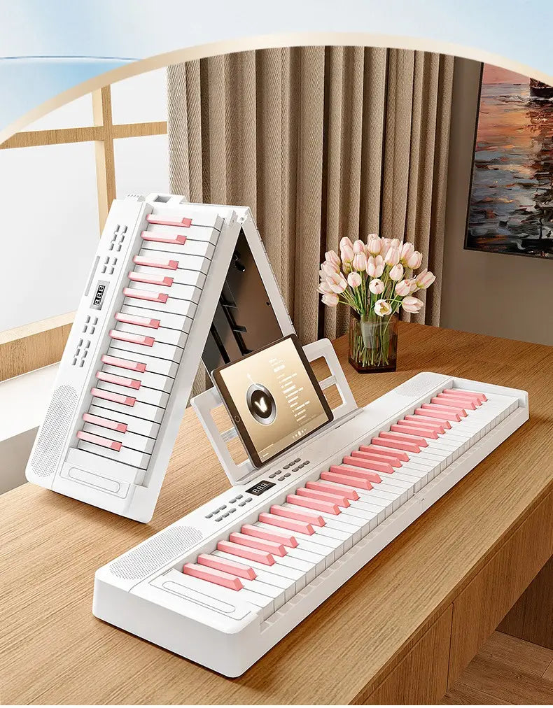 Folding Piano 61 Keys Electronic Piano Portable Children’s Musical Pianos Professional Music Keyboard Beginners Midi Control