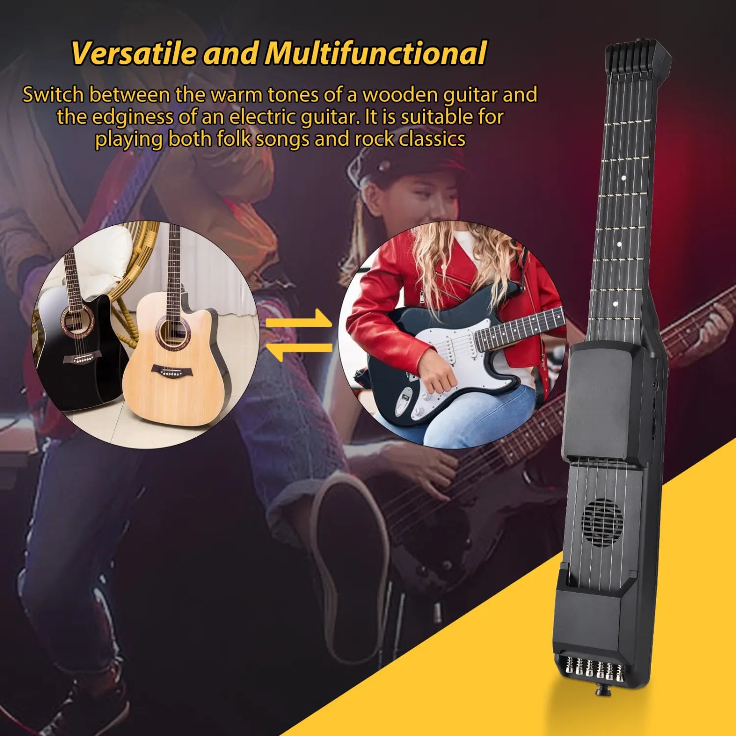 7 Frets Smart Electric Guitar Silent Practice Digital Tuner Metronome Function Portable Folk MIDI Multifunctional Guitar