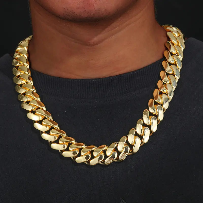 12-20mm wide Hip Hop Bling Iced Out Round Cuban Miami Link Chain Necklaces for Men Rapper Jewelry Gold Silver Color