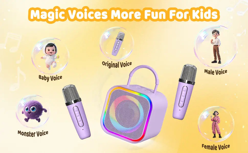 Haomuren Mini Karaoke Machine for Kids Girls Portable All in one Bluetooth Karaoke Speaker with 2 mic for Home Party Toys Gifts