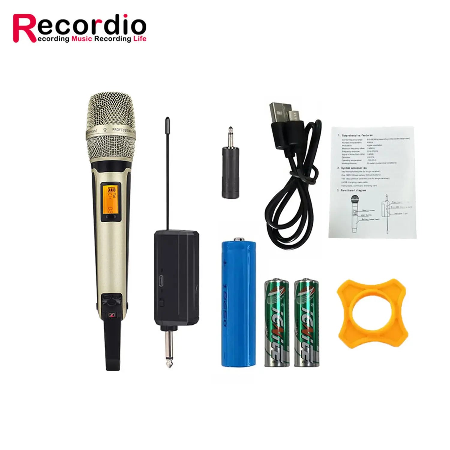 GAW-SKM9000A Rechargeable Wireless Dynamic Handheld Vocal Karaoke Microphone Professional Mic