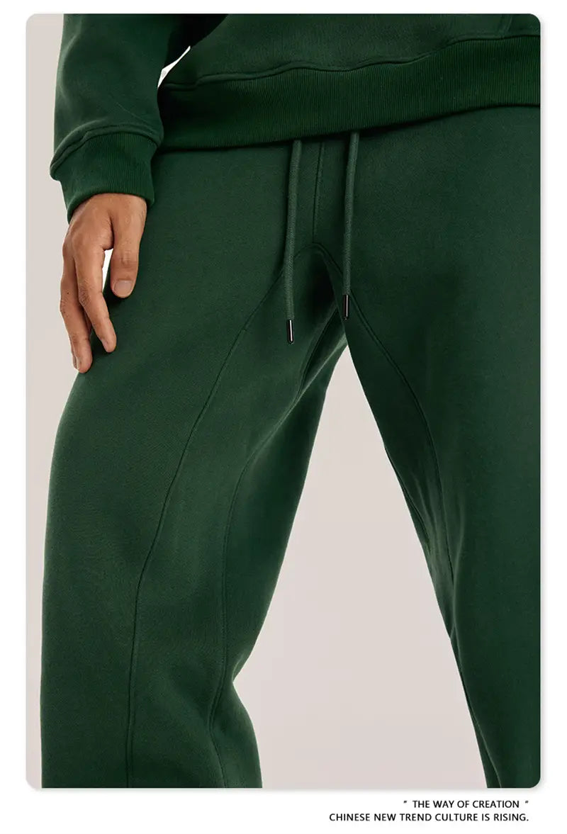 ZODF Trendy Men 345gsm Fleece Sweatpant Unisex Solid Color Loose Retro Hip Hop Winter Joggers Pants Brand Clothes HY0005