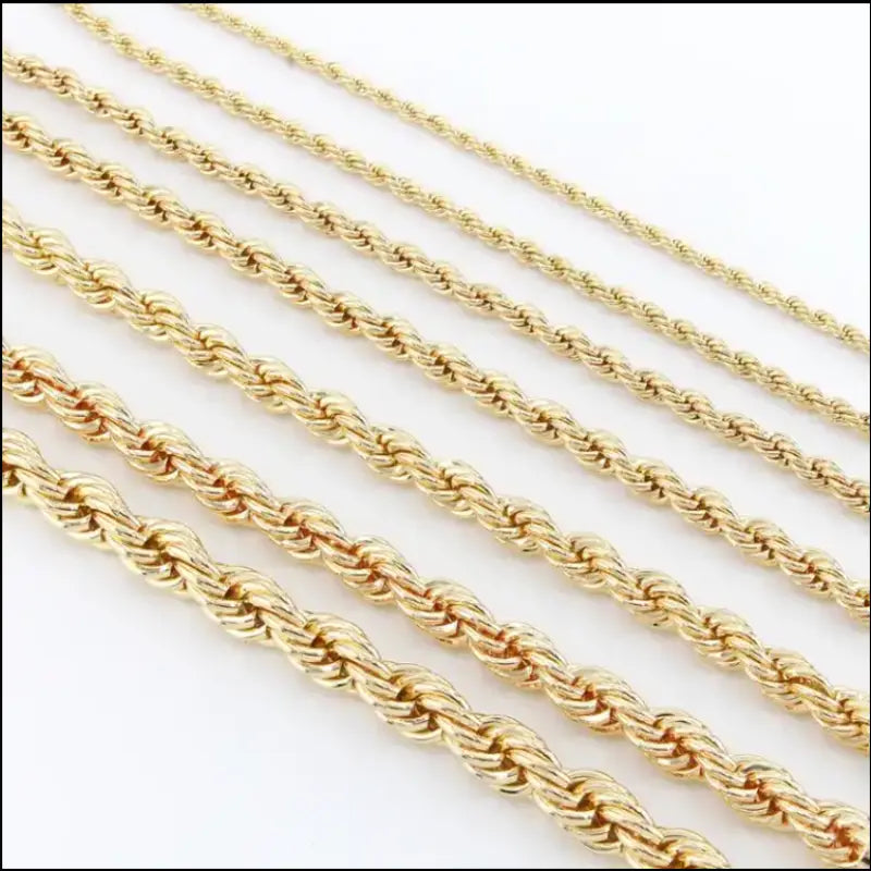 Hip Hop Non Tarnish 2.5MM 3MM 4MM 5MM 8MM PVD 18K Gold Plated Twist Rope Link Necklace Copper Brass Chain Jewelry