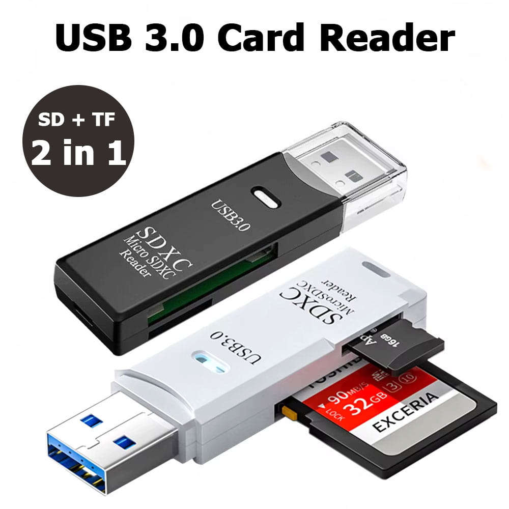 Multi Functional 2-in-1 High-speed USB 3.0/2.0 Card Reader Supports TF + SD Computer Tablet Camera Laptop Car Mounted Accessories