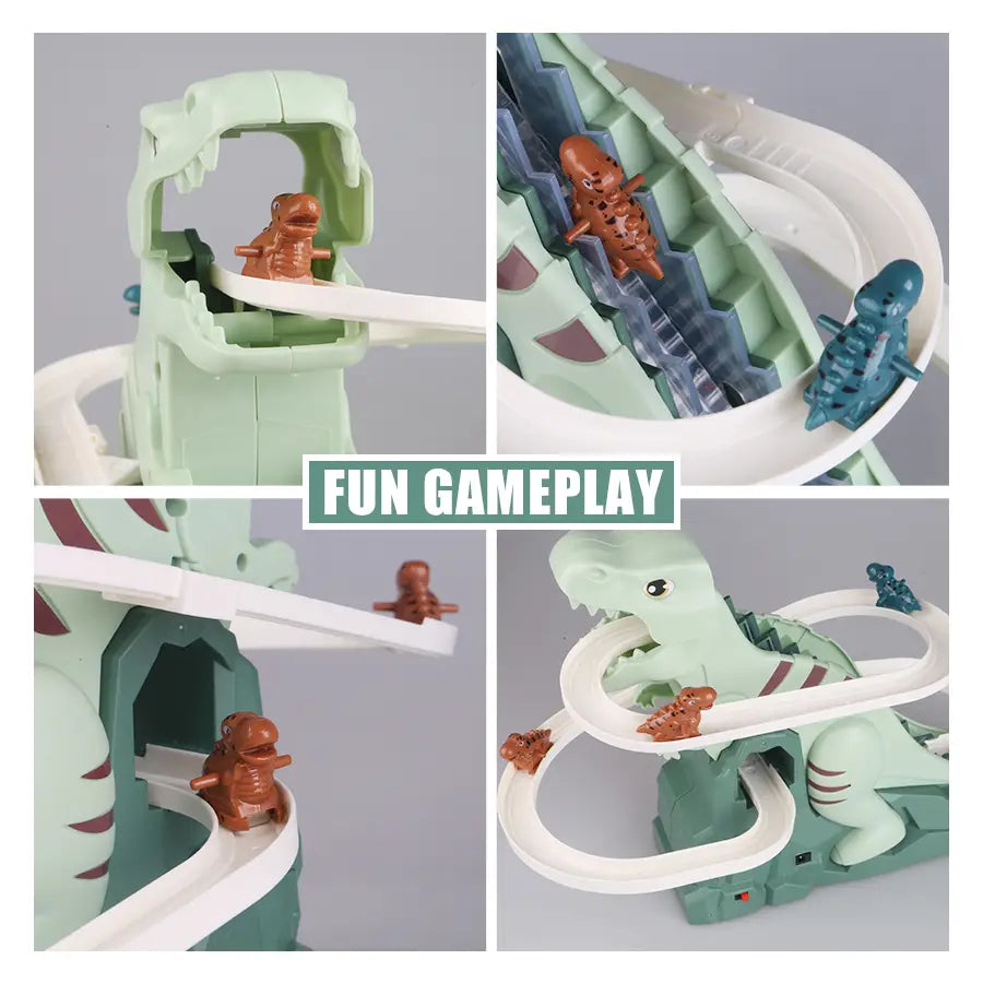 Dinosaur climbing slide music toy with 3 dinosaurs puzzle fun electric slide toy car Halloween boy and girl Christmas gift
