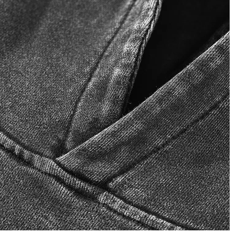 Hip Hop Men Sweatshirt Hoodie Streetwear Jesus Letter Print Washed Pullover 2026 Autumn 100 Cotton Hooded Sweatshirt Faded Black