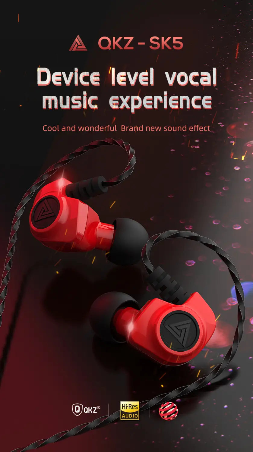 Original QKZ SK5 Wired Earphones In-ear 3.5mm AUX With MIC Noise Reduction HD Call HIFI For Game Music Sports Fashion Design