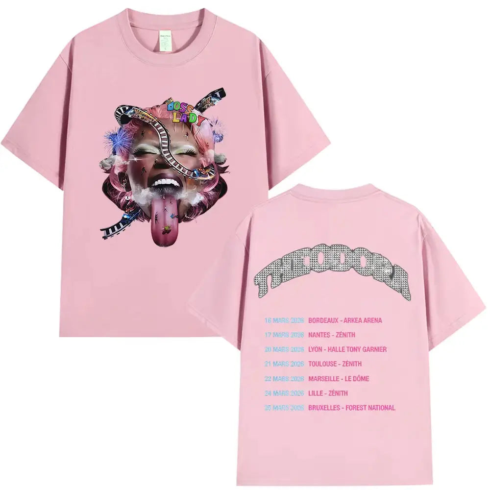 Rapper Theodora Tour 2026 album graphics 100% Cotton music Tshirt Men 2026 New Summer Hip hop unisex Short sleeve shirt fan gifts