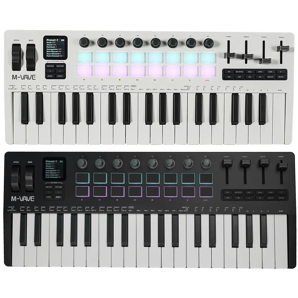 M-VAVE SMK-37 PRO 37-Key MIDI Controller Pedal 16 RGB Pads 8 Knobs Built-in Synthesizer Portable Keyboard Digital 37 300