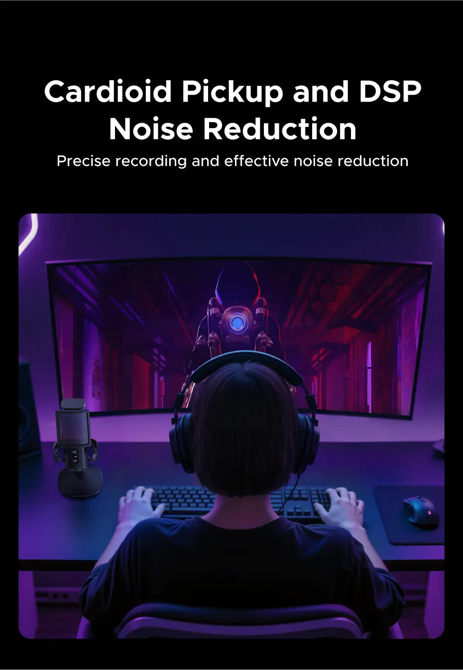 UGREEN USB Microphone with Touch Mute Button and RGB Lighting Suitable for PC Mac Gaming Karaoke Recording Streaming Podcasting