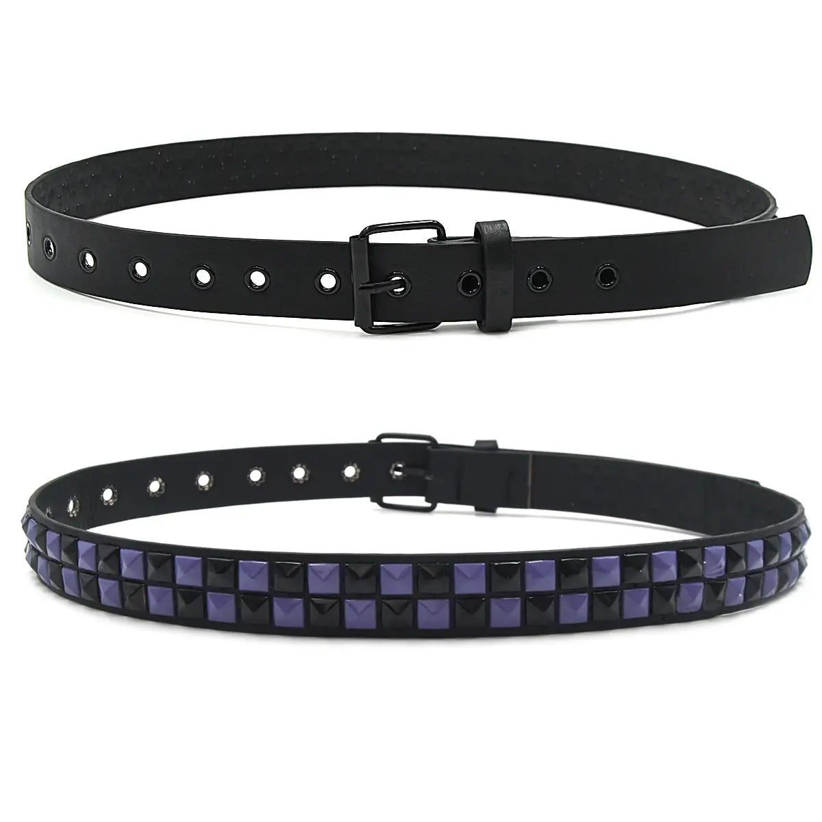 Purple Rivet Punk Women’s Belt Hip Hop Y2k Jeans Accessories Girdle Fashion Trend Pu Leather Pin Buckle Waistband Unisex