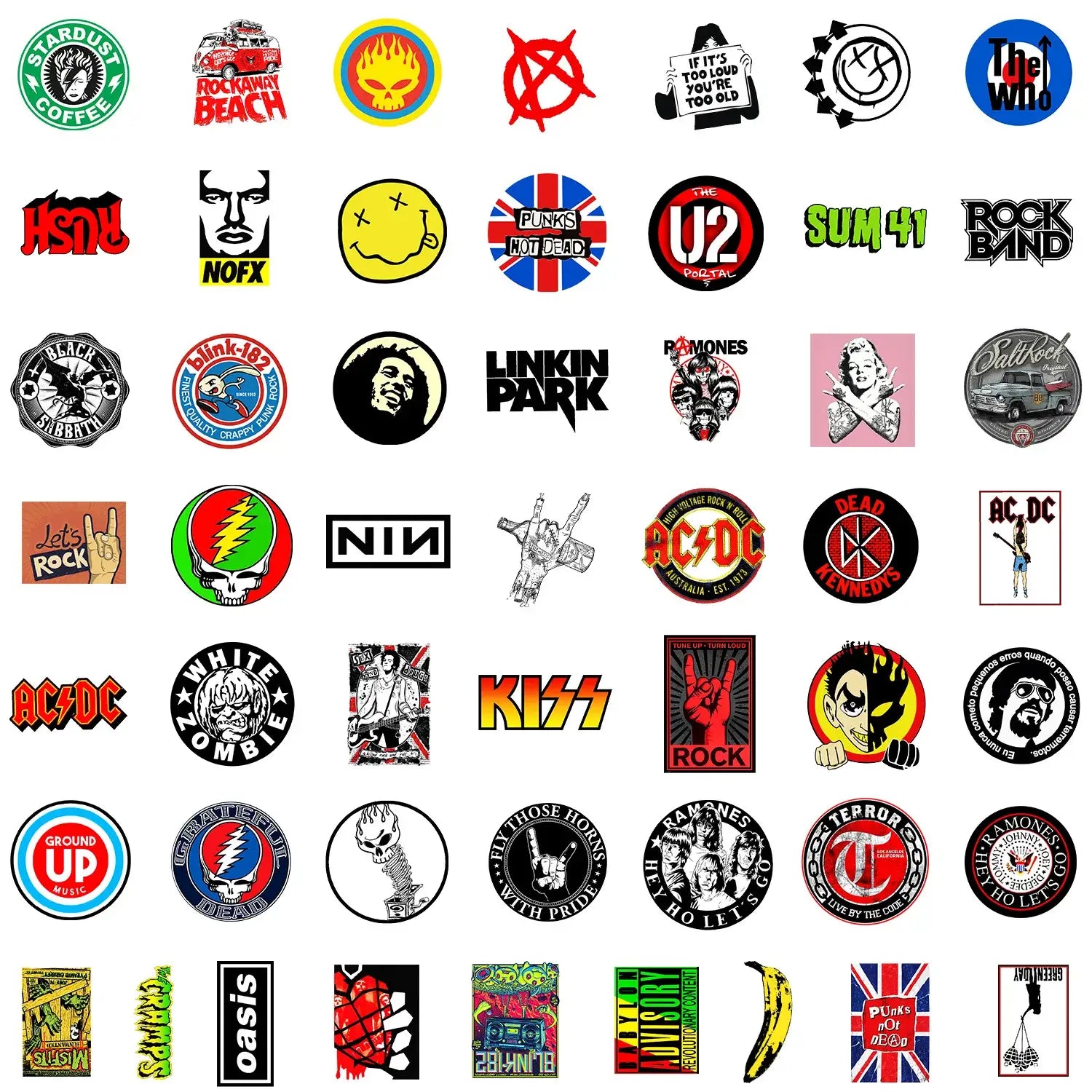 Rock Band Music Stickers Aesthetic for iPad Phone Guitar Motorcycle Skateboard Luggage Cup Fashion Art Decal Collection