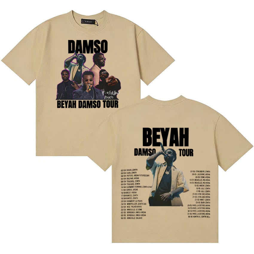 Summer Singer Damso 2026 Fashion T Shirt Men Women Hip-Hop French Rapper High Quality Streetwear Double Sided Tops Y2k Teenagers