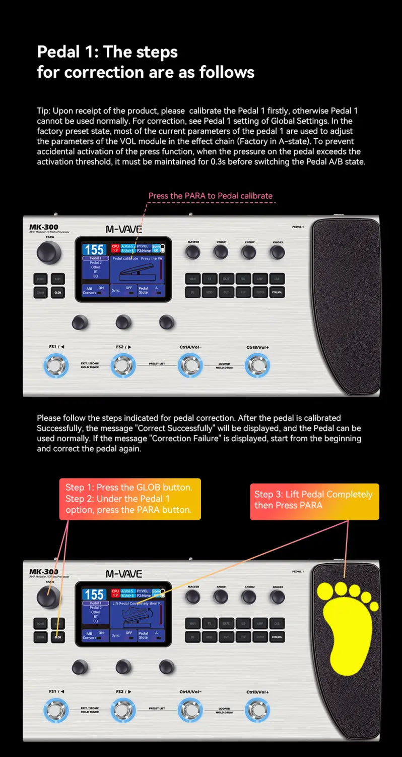 M-VAVE MK 300 Guitar Multi-Effect Processor ANN Neural Modeling 120AMP,360FX,10h Battery,150s STEREO LOOPER,128 Drum MIDI DAW