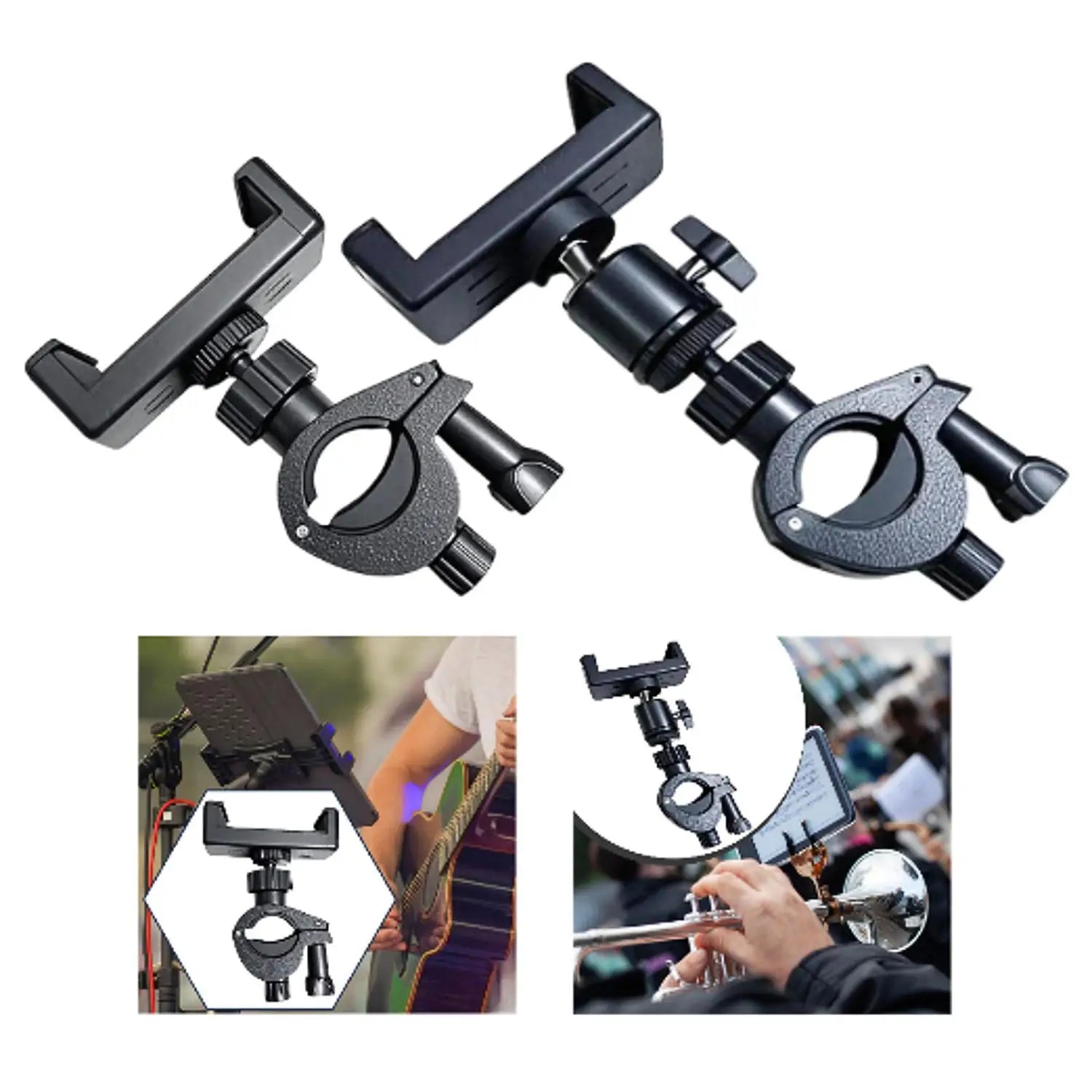 Marching Band Music Lyre Phone Holder Mount Trumpet Lyre Phone Stand for Musical Instrument Sheet Musics Viewing Saxophone Sax