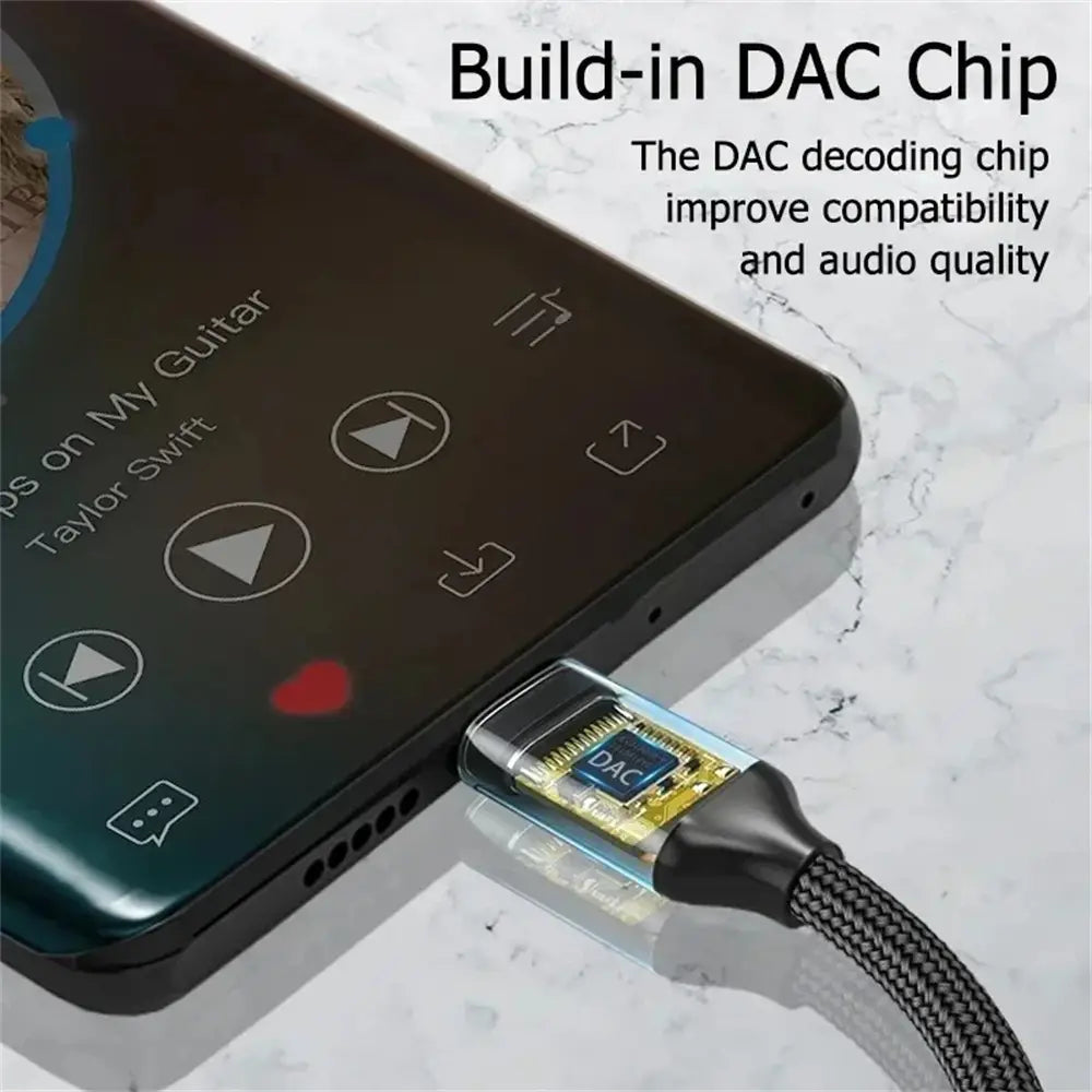 Type C 3.5 Aux Jack Audio Cable USB Type C To 3.5mm Audio Adapter Earphone Wire Converter For iPhone 15 Samsung Galaxy S24 S23