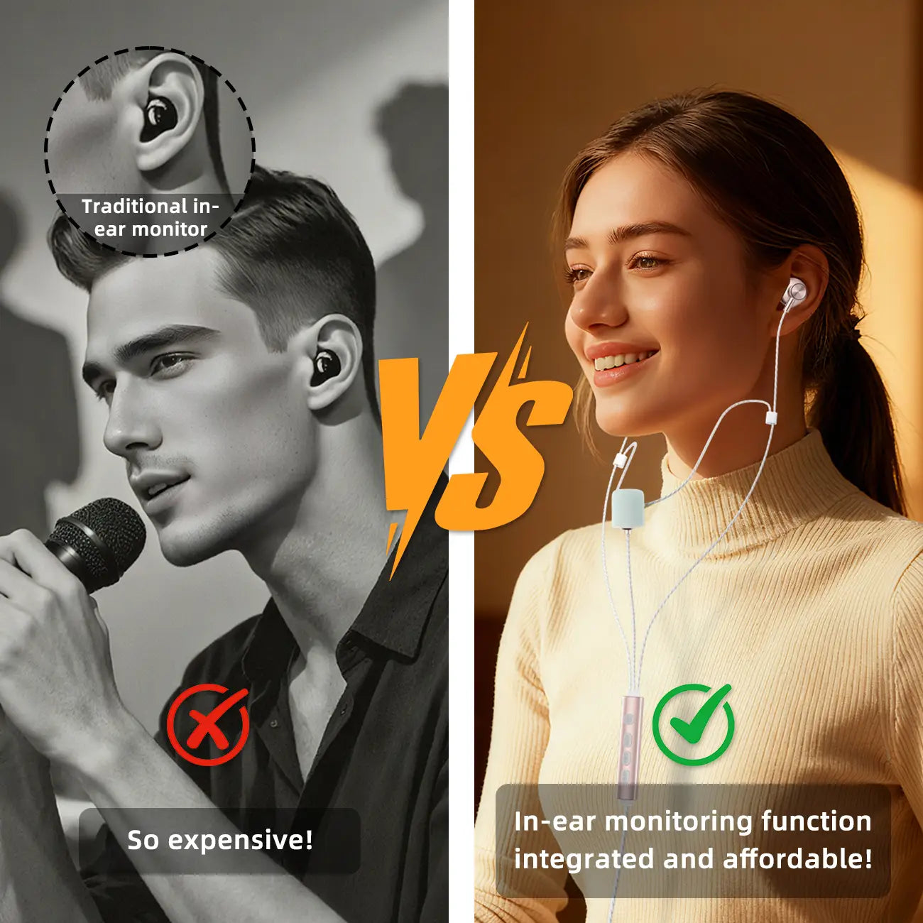 Karaoke Earphones Professional Sound Card Microphone Multi modes Real-time ear monitoring Type-C Vocal Mic Gift for Men Women