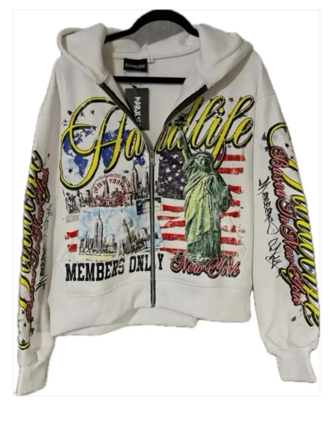 Retro letter printing zipper sweatshirt jacket casual men and women fashion personality design hoodie Y2K hip-hop streetwear