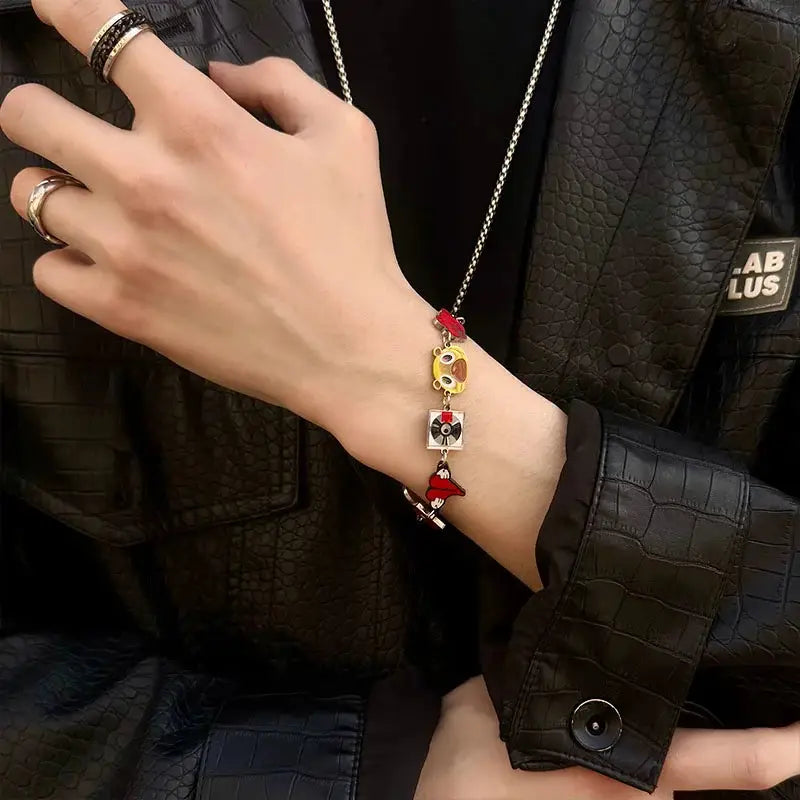 Art Album Bracelets Kawaii Kanyeing Dropouted Bear Vintage Hip Hop Metal Cuff Bangles Jewelrys Men Women Fashion Trendy Chains