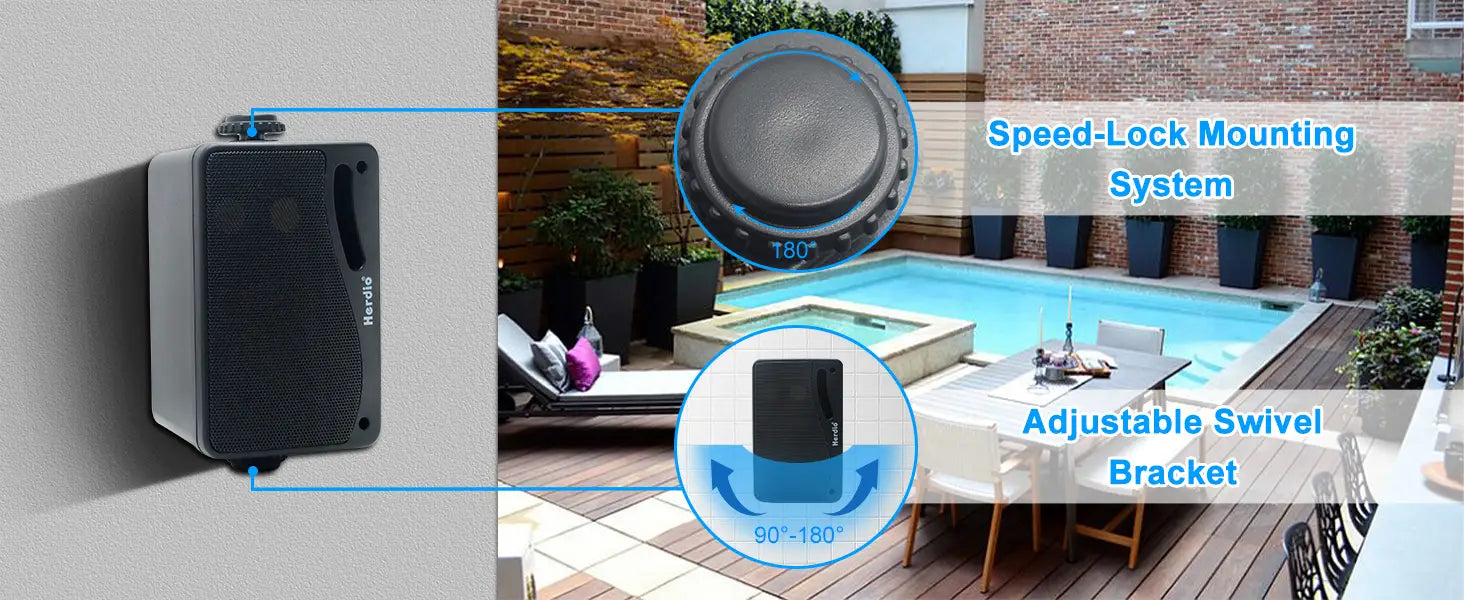 Herdio 3.5‘’ Outdoor Speakers Passive Wired Waterproof 200W 3 Way Premium Mountable Wall Mount Speakers With Superior Sound 2PCS