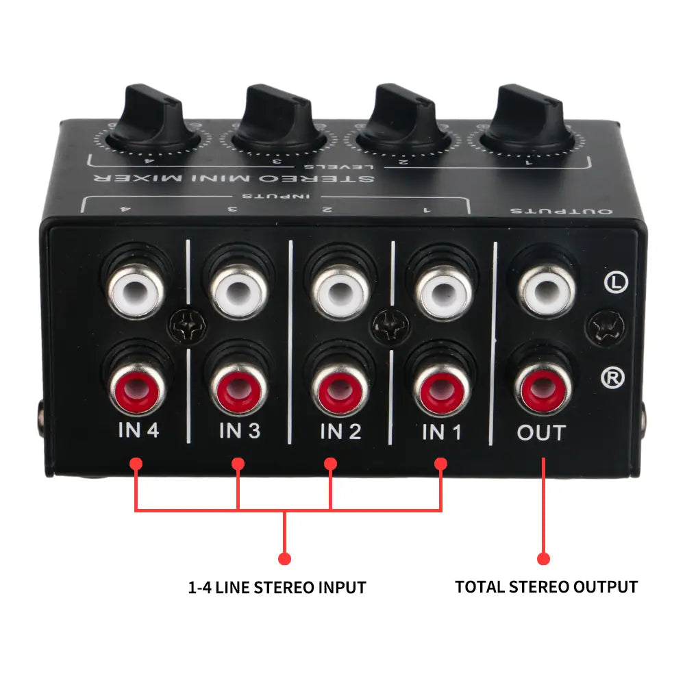 4 6 Channels Stereo Passive Mixer Audio Mixer Portable Sound Mixer RCA Input Ultra Low Noise for Live Studio CD Players