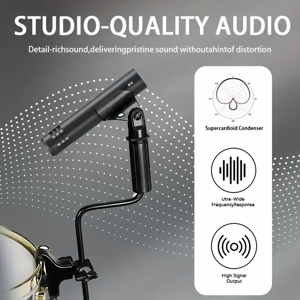 Professional metal Wired Dynamic Microphone Drum Mic E614 recording Instrument Drum Mic with Clip Arm Mount for guitar Drummer