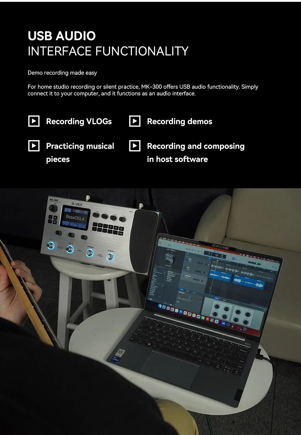M-VAVE MK-300 Guitar Multi-Effects Pedal: 3.5’’ LCD/320 + FX/100 Cabs/120Amps/128 Drum Machine/Drum Machine/USB/XLR/MIDI