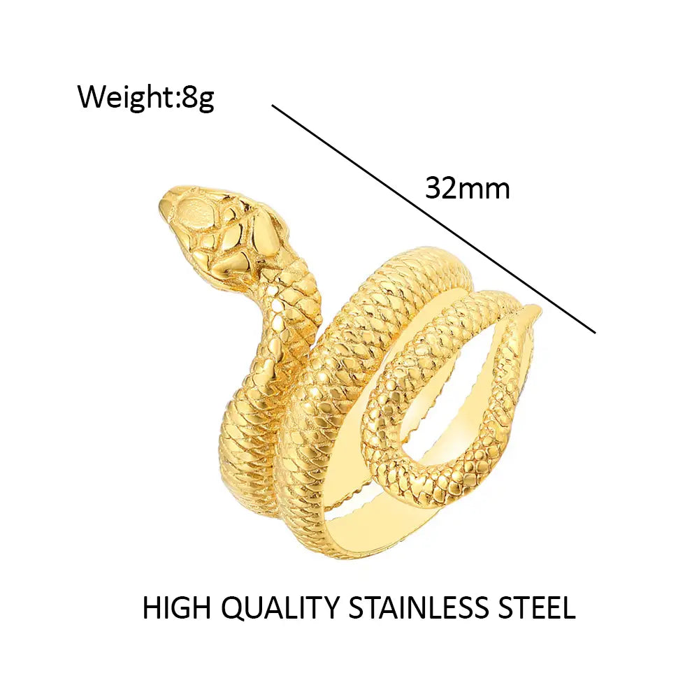 Punk Fashion Stainless Steel Snake Ring For Men Women Vintage Biker Hip Hop Couple Animal Ring Simple Jewelry Gifts Dropshipping