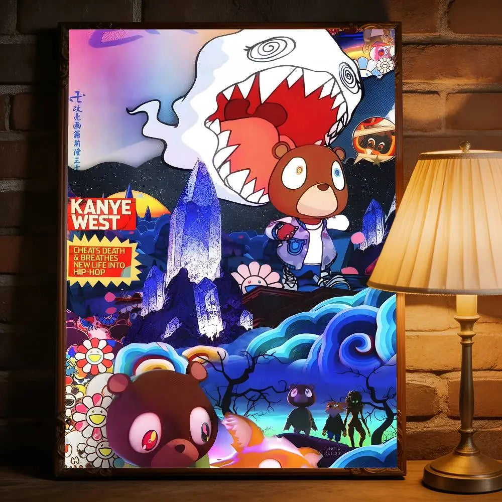 Rapper K-Kanye West Music Album Premium Self Adhesive Poster HD Print Removable Wall Decal For Home & Commercial Decor