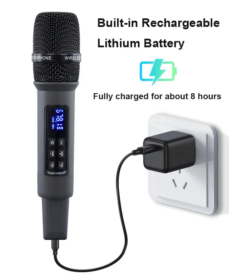 UHF Wireless Handheld Dynamic Karaoke Microphone Bluetooth Receiver Performing Professional Home Reverb High and Low Bass Mic