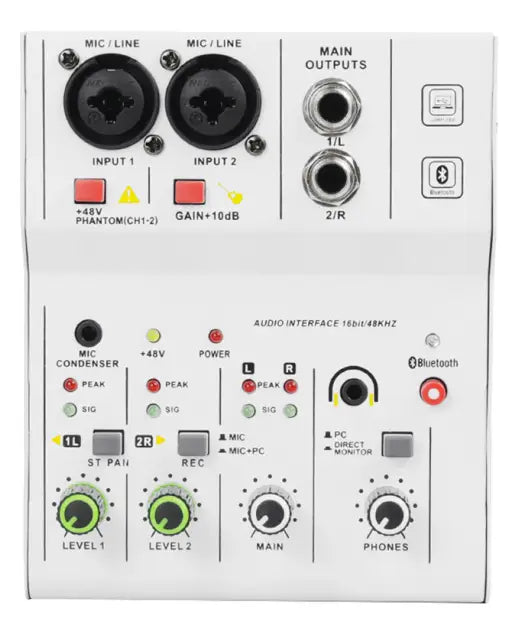 2 Channel Professional Portable Audio Interface Sound Card Console Mini USB Mixer For Guitar Studio Singing Q12-M