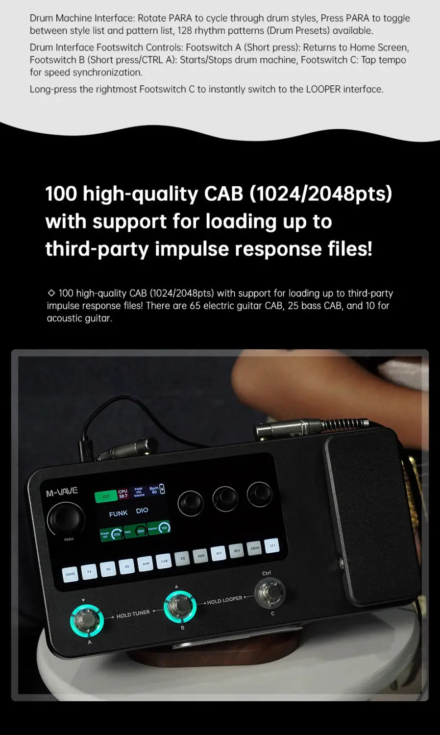 M-VAVE MK-20 Multi-Effects Processor for Guitar and Bass with Drum Machine Tuner Looper Amp Simulator USB Audio Interface