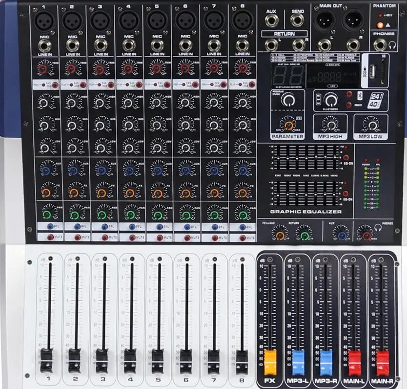 2800W High Power Amplifier 8 Channel Top-Quality Microphone Mixing Console Power Mixer - A Perfect stage studio solution
