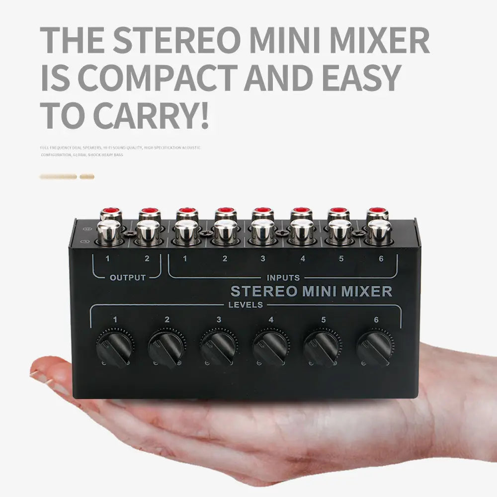 4 6 Channels Stereo Passive Mixer Audio Mixer Portable Sound Mixer RCA Input Ultra Low Noise for Live Studio CD Players
