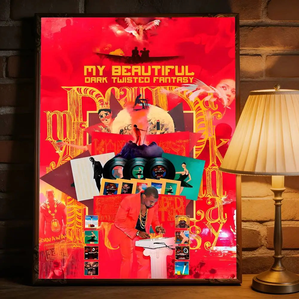 Rapper K-Kanye West Music Album Premium Self Adhesive Poster HD Print Removable Wall Decal For Home & Commercial Decor