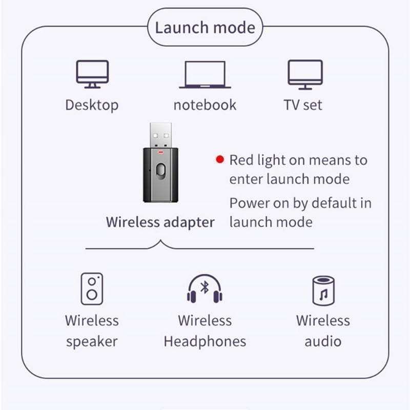 5.0 Bluetooth Adapter Music Audio for PC TV Car Hands-free 3.5mm AUX Adapter USB Wireless Bluetooth Transmitter Receiver