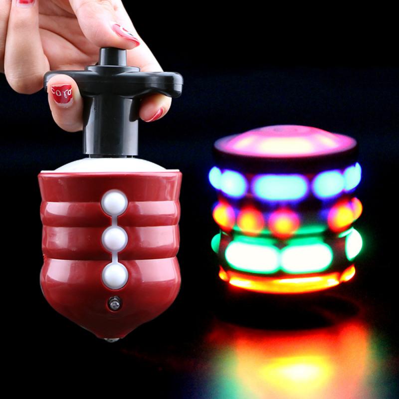 Colorful Flash LED Light Laser Music Spinning Top Wooden Luminous Hand Spinner Classic Gyroscope Toy Kids Boys Girls Christmas