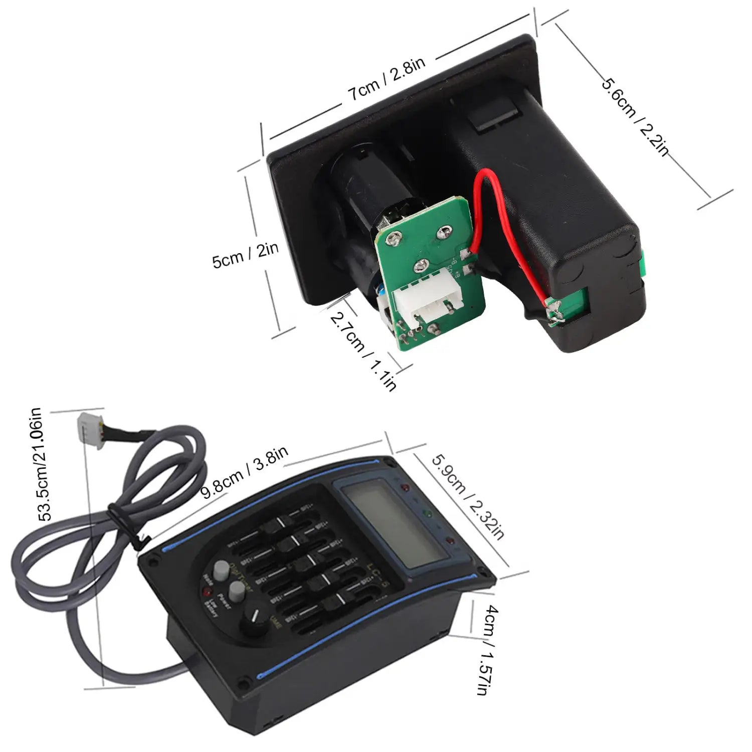 4/5 Band Acoustic Guitar Preamp EQ Equalizer Piezo Pickup Tuner Amplifier