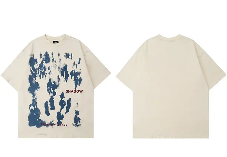 2026 Men Hip Hop T-Shirt Streetwear Shadow Letter Printed T Shirt Summer Short Sleeve Tshirt Harajuku Cotton Casual Tops Tees