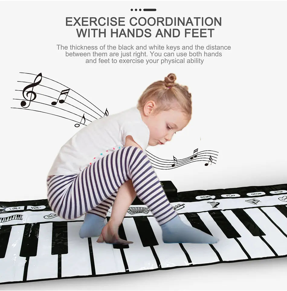 180x72cm Children Musical Toys Play Piano Keyboard Mat Music Instrument Game Carpet Multifunction Educational Toys For Kids Gift