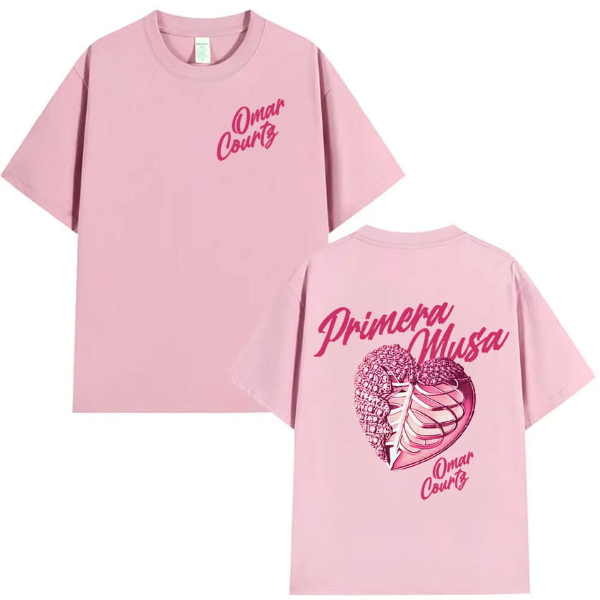 Rapper Omar Courtz Primera Musa 2025 Heart Graphic T-shirt Mens Clothing Hip Hop T Shirt Summer Top Oversized Tshirts Streetwear