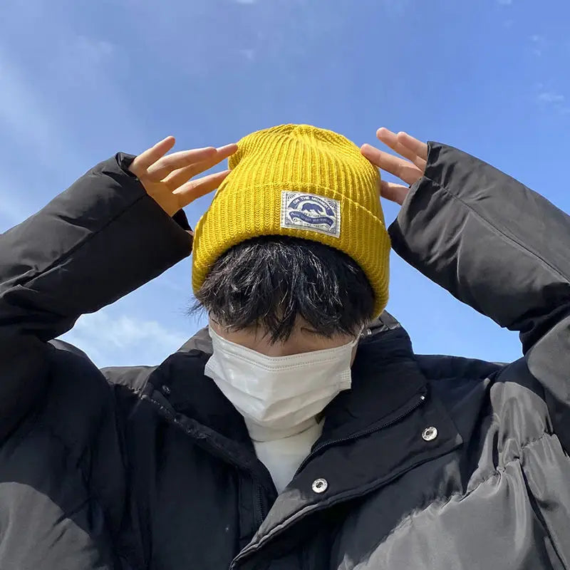 Autumn Winter Knitted Hat For Men Women Hip Hop Skullies Melon Cap Fashion Punk Crochet Bonnet Kpop Solid Color Couple Beanies