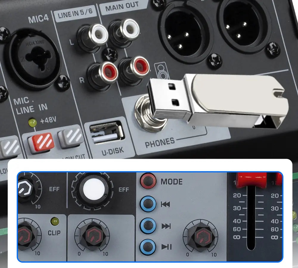 Professional DJ Party High Quality Music Recording Singing 6 Channel Audio Mixer Console