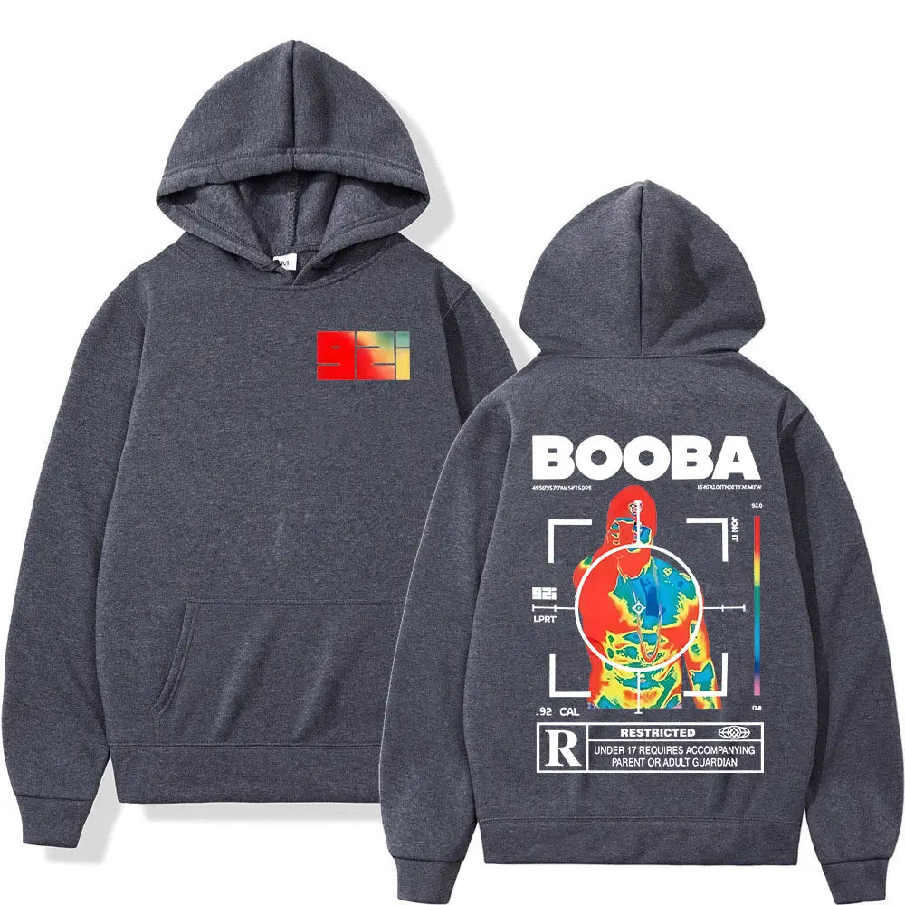 France Rapper BOOBA B2O Tour 2025 Hoodies Men’s Retro Style Hip Hop Long Sleeves Hooded Sweatshirts Clothing Oversized Pullover